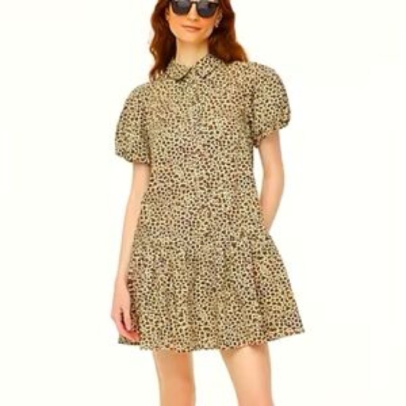 J Crew Leopard Print Puff Sleeve Dress Size 10 Worn Once